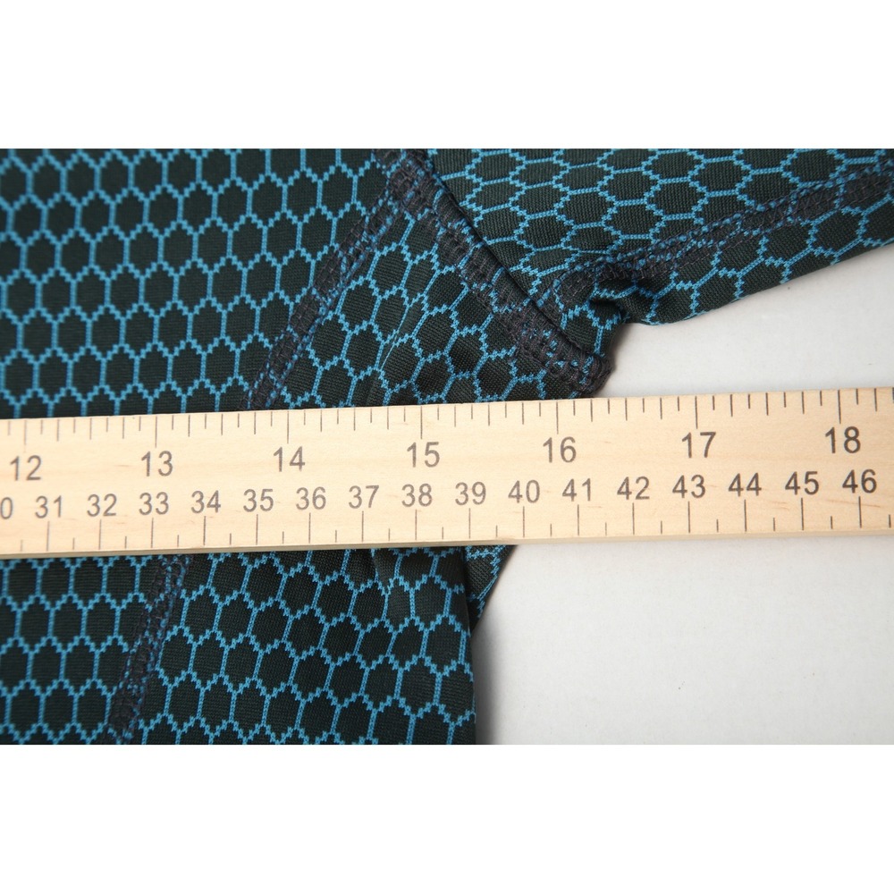 Kerrits Girls' L Activewear Top Quarter Zip Long Sleeve Teal Black Hexagon - Picture 9 of 12